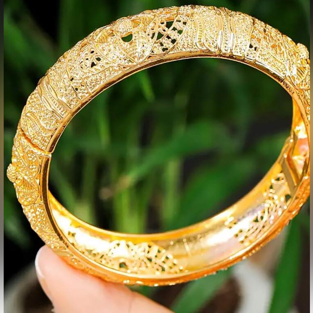 Intricate Gold-Tone Bangle Bracelet
